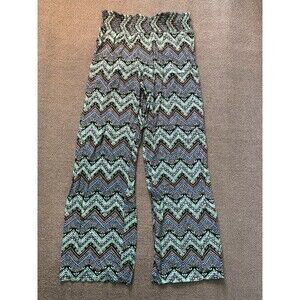 Studio 53 Ladies Pants Womens L Large Stretch Rayon Colorful Zig Zag pattern